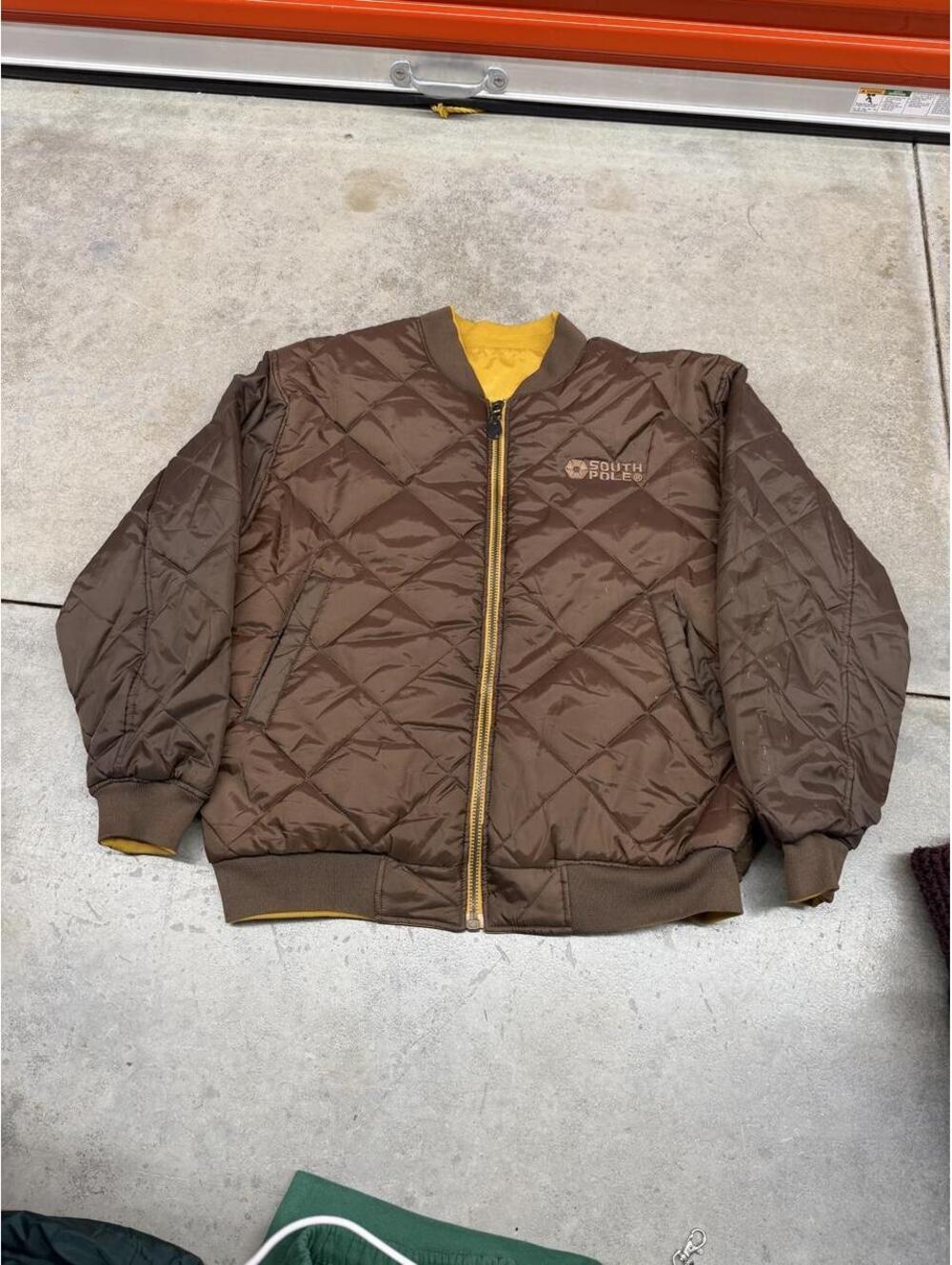 vintage southpole brown reversible nylon bomber jacket size xl